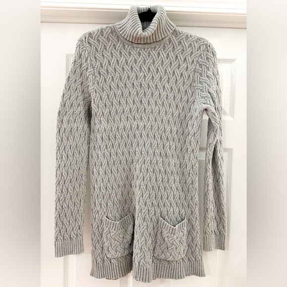 Jeanne Pierre Cable Knit Fisherman Tunic Sweater Gray - Picture 1 of 8